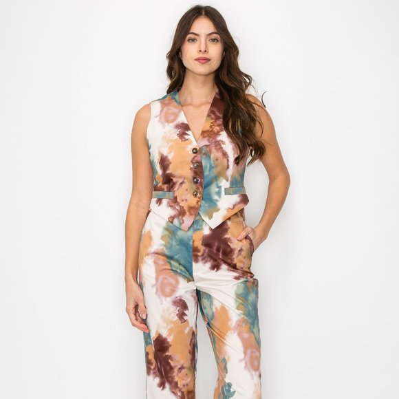 Tie Dye Printed Vest & Pant SET